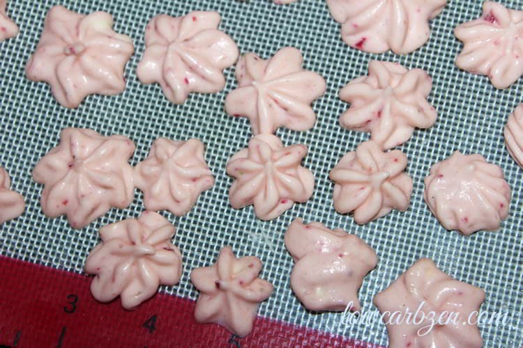 low carb strawberry cloud candy on a sheet