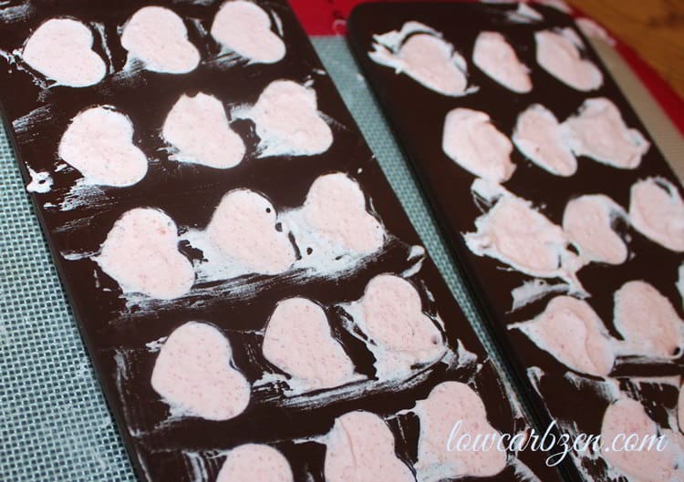 low carb strawberry cloud candy in molds