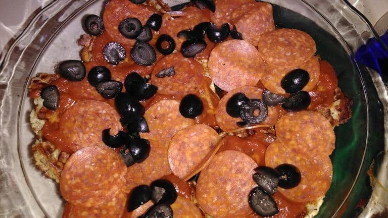 lazy chaffle pizza casserole