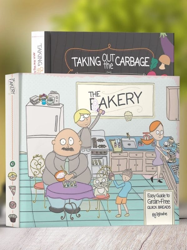 Front cover of the Carbage + Fakery bundle by DJ Foodie featuring over 250 low carb recipes including savory meals and sugar-free baked goods